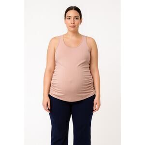 A: Glow Women’s Maternity Tank Top Size XL Soft Pink Sleeveless Ruched Sides NWT